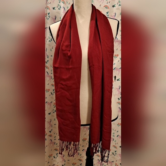 Vintage Larioseta Vibrant Red Viscose Blend Soft Casual Scarf Wrap w/ Fringe - Picture 2 of 8